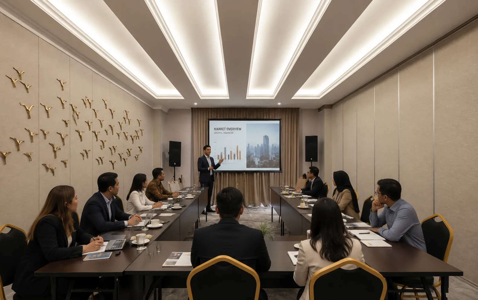 Ruang meeting dengan sistem tampilan multimedia di Maia Hotel Jakarta