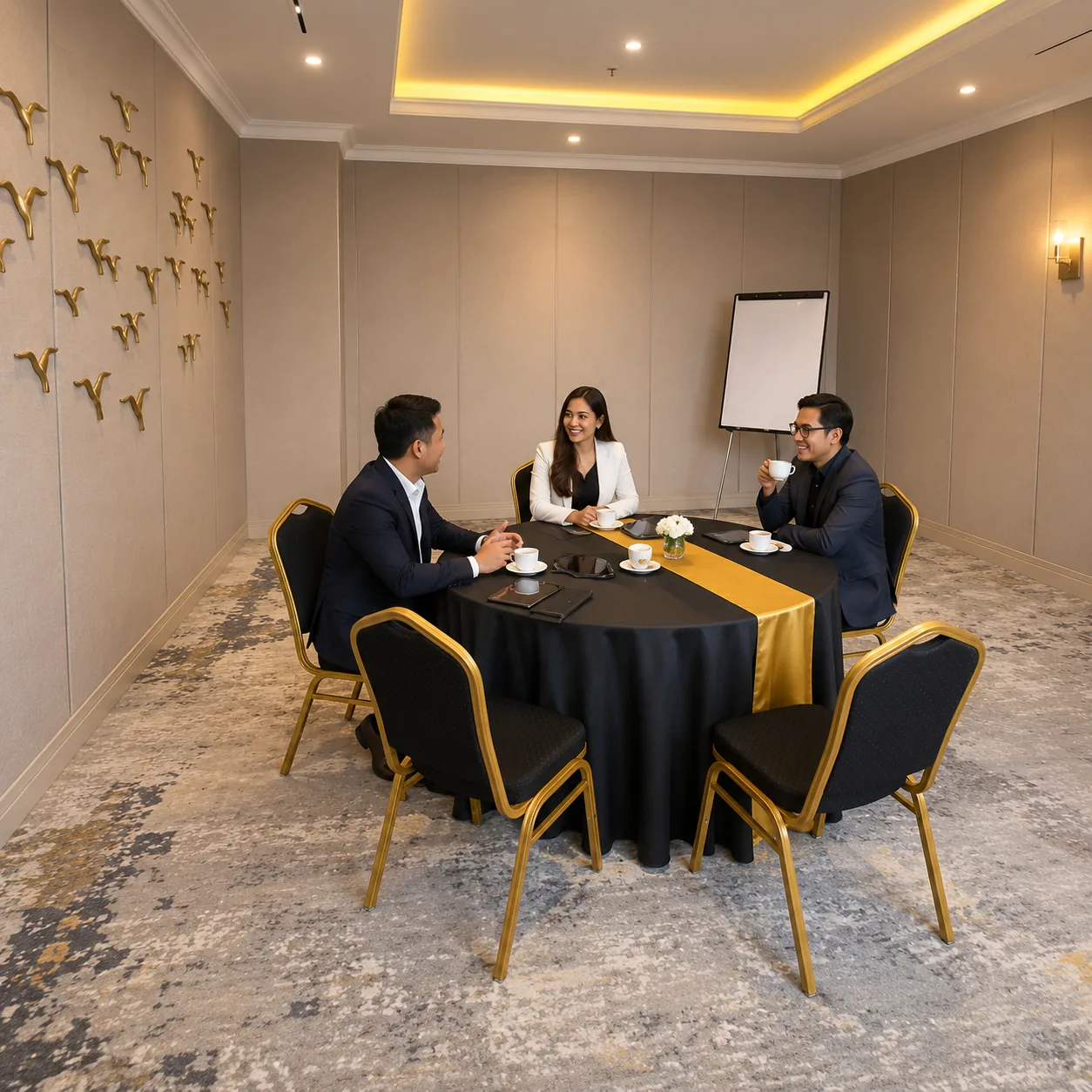 Ruang meeting kecil dengan meja bundar di Maia Hotel Jakarta